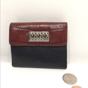 Brighton black & brown with 3 silver hearts wallet